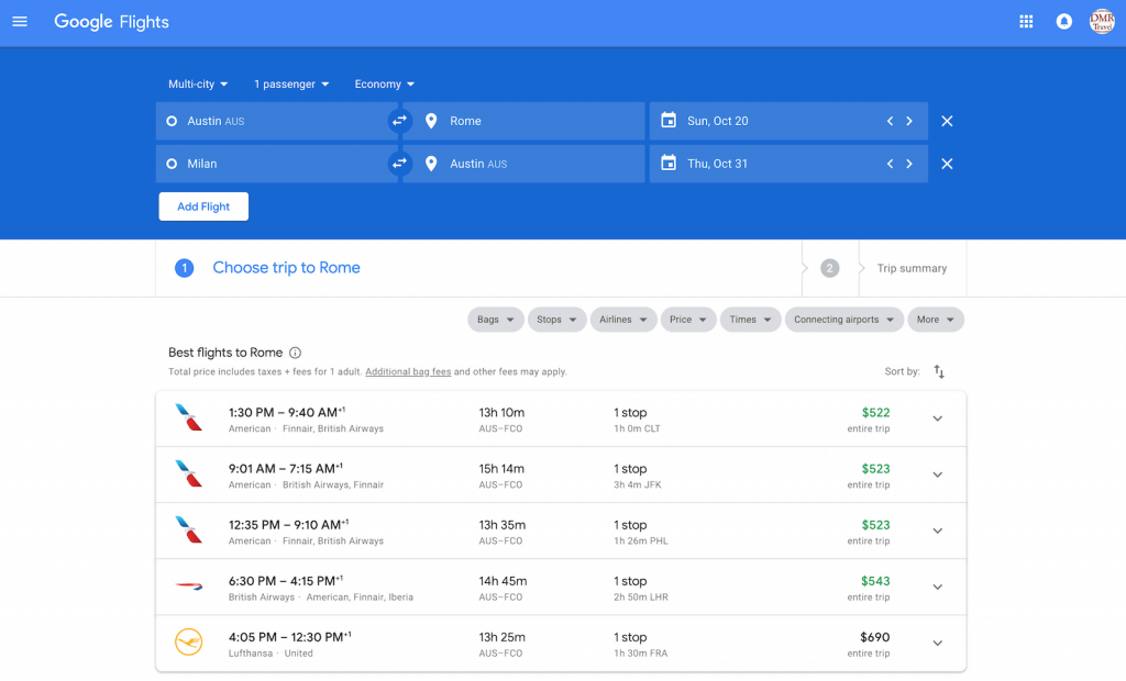 flight search for the best airfare from Austin