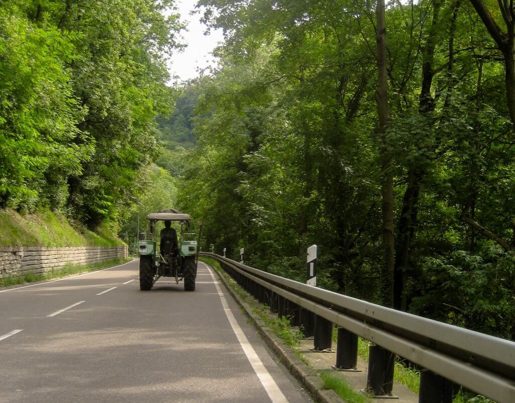 Tractor on a backroad near Bodensee in Germany