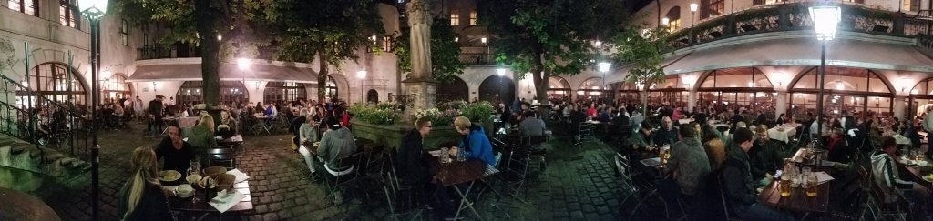 Munich Hofbräuhaus Biergarten at night