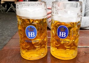 Munich Germany Hofbrau Beer liters in biergarten