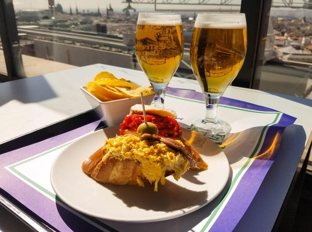 Madrid Spain El Corte Ingles Rooftop Terrace Tapas and Beer