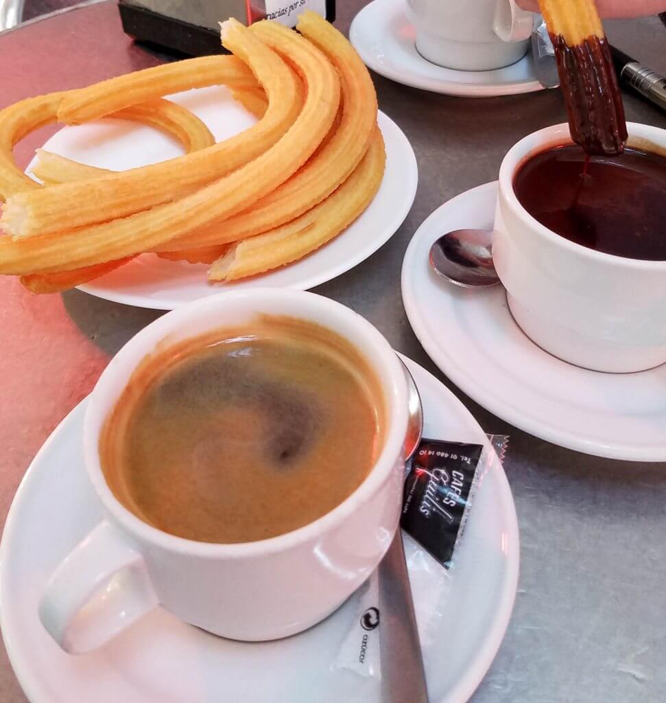 Madrid Spain Churros Chocolate Coffee San Gines