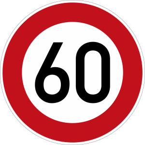 Germany start maximum speed limit 60 sign