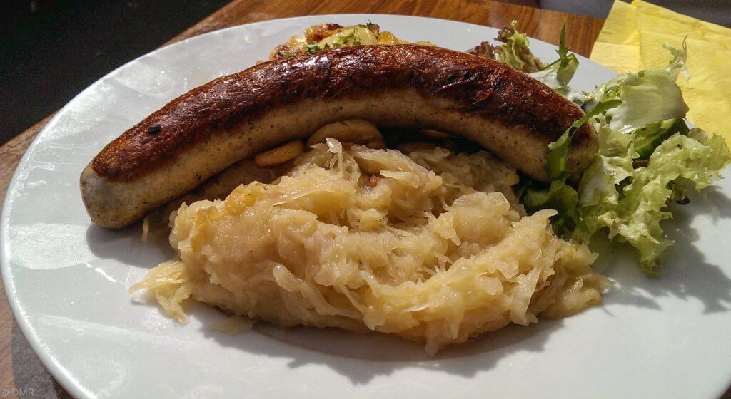 Germany Erfurt sausage and sauerkraut