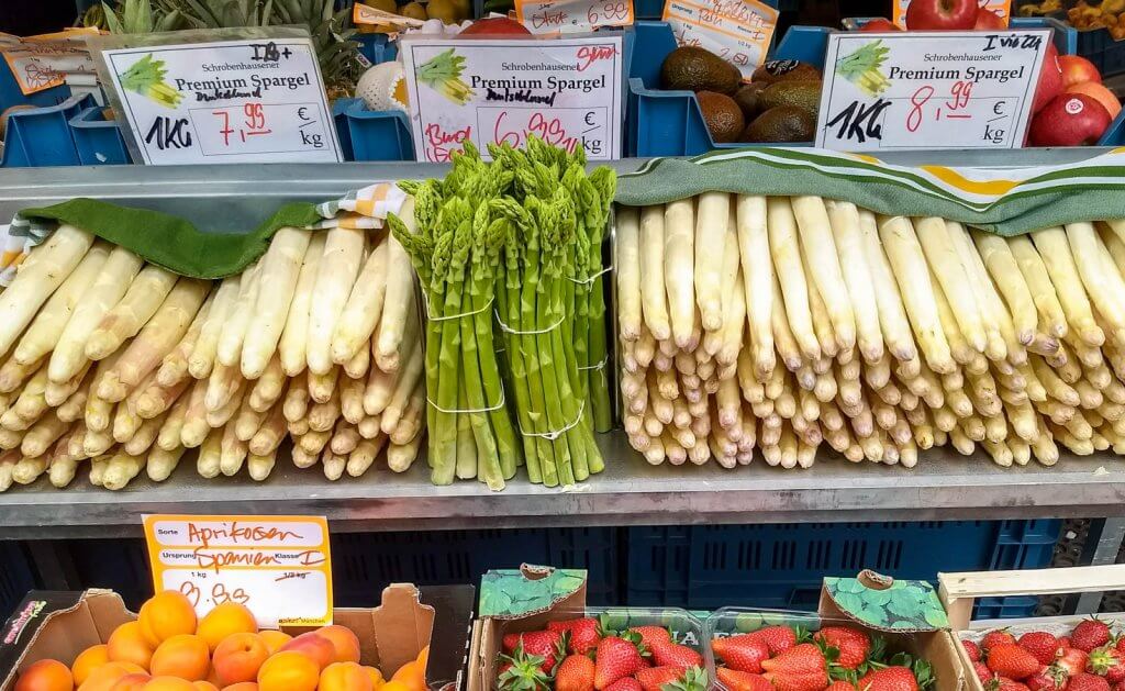 Germany Munich Viktualienmarkt Asparagus Spargel