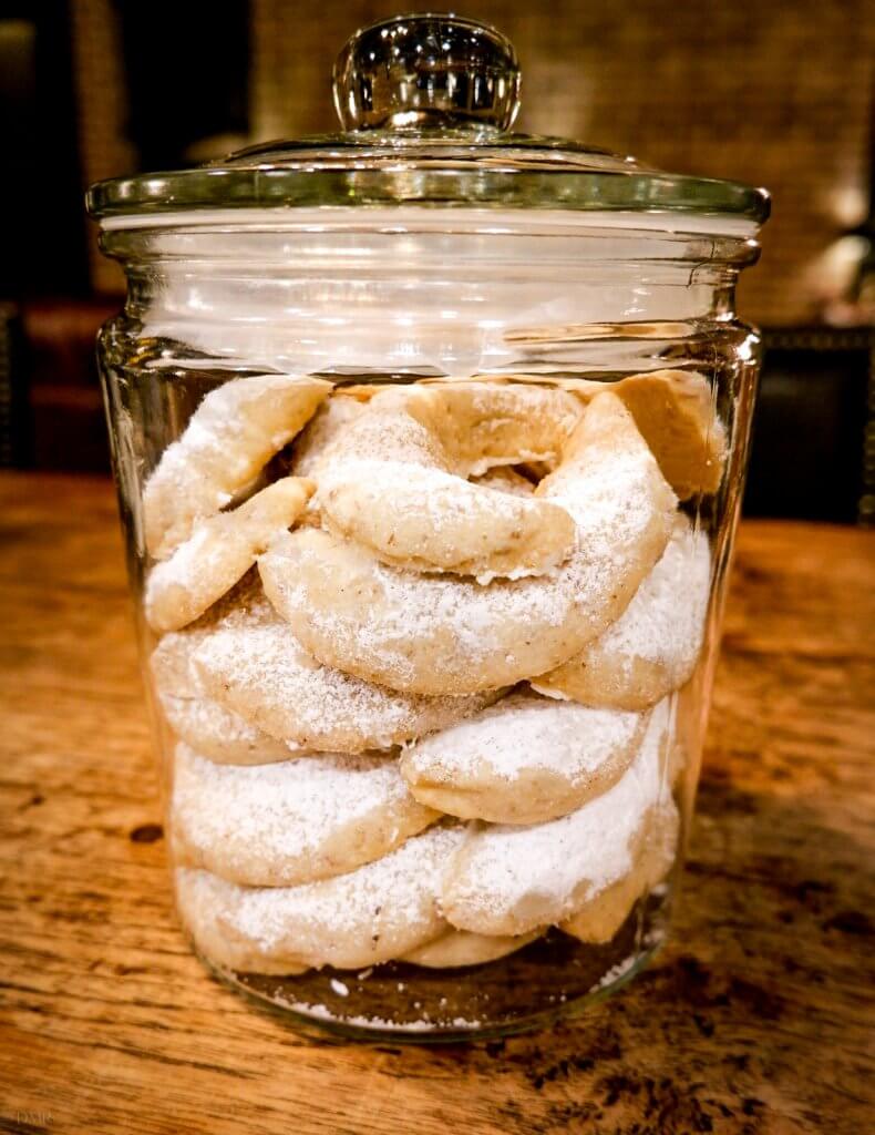 Vanillekipferl German crescent cookies in a jar