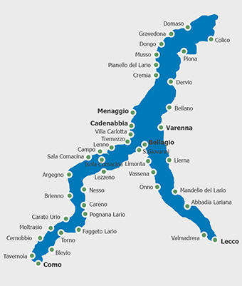 Lake Como ferry stops map