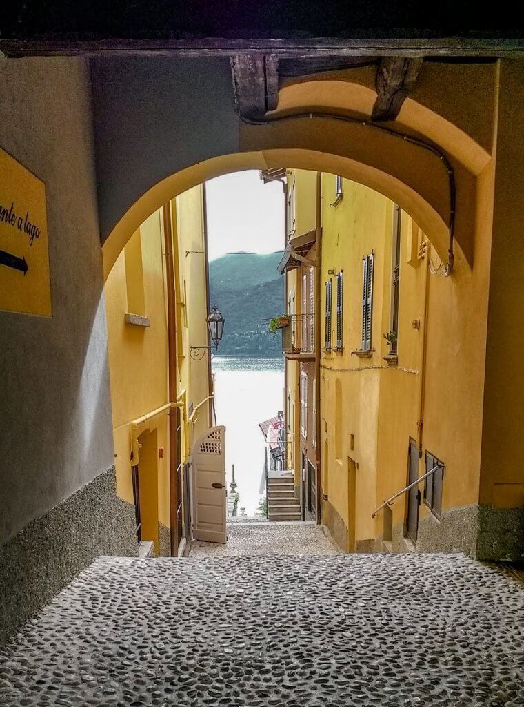 Lake Como Italy Varenna alley archway lake view